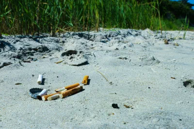Discarded cigarette butts