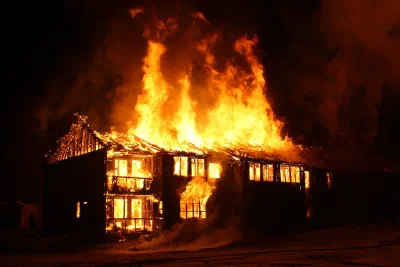 Burning building